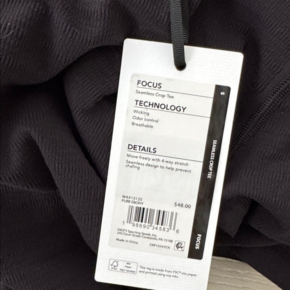 NWT CALIA Seamless Crop Elbow Tee | Pure Ebony | Size S - Picture 7 of 7